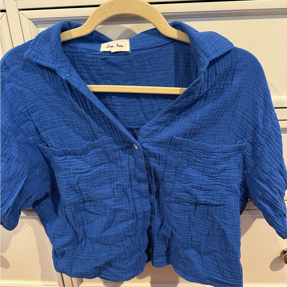 Love Notes Blue Button-Down Gauze Shirt